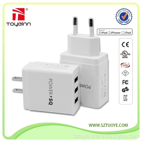 UL/FCC/CE/GS/ROHS Approved 5v 3.4A 3 Port USB Wall Charger